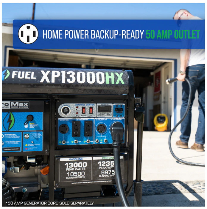 13,000 Watt Dual Fuel Portable HX Generator w/ CO Alert